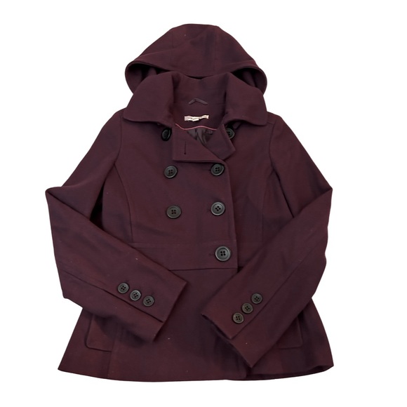 American Rag Jackets & Blazers - American Rag | Dark Purple/Maroon Coat with Hood | EUC